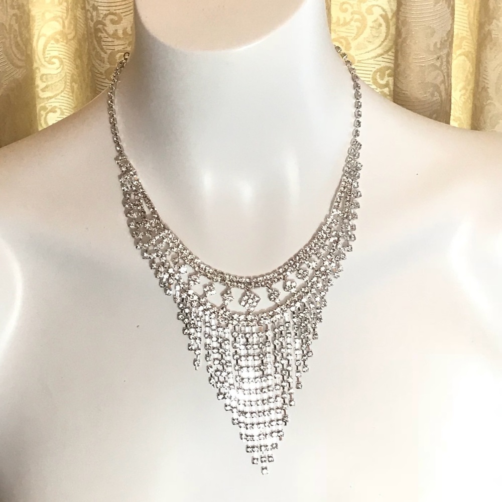 Silver diamond cascade necklace fashion fantasy